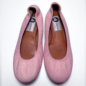Lanvin Pink Leather Snakeskin Slip On Ballerina Comfort Flats Women’s Size 5